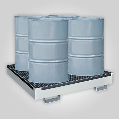 Bac de rétention métal 260 l - 4 fûts caillebotis galva